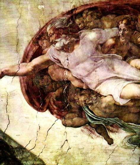 Detail: Creation of Adam by Michelangelo. Fresco. 1508 to 1512. Sistine Chapel ceiling.